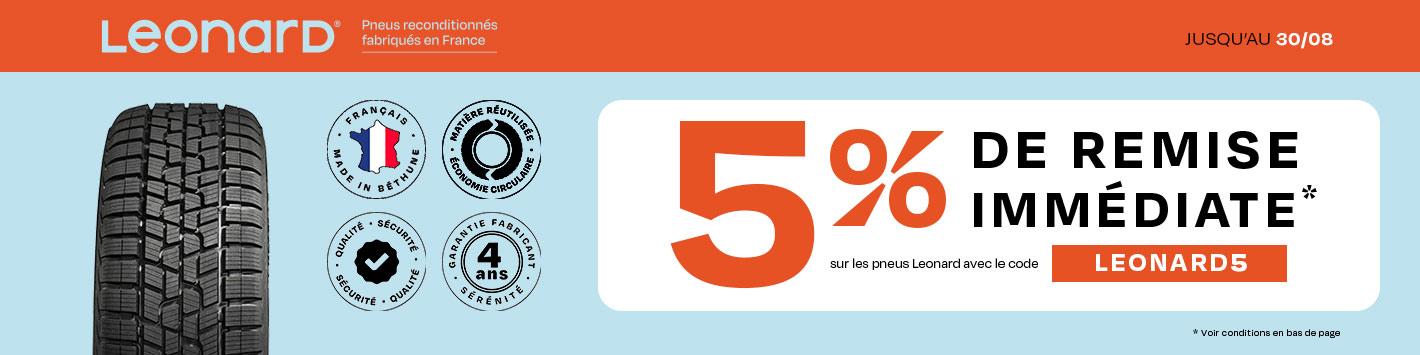 5% de remise immédiate sur les pneus Leonard