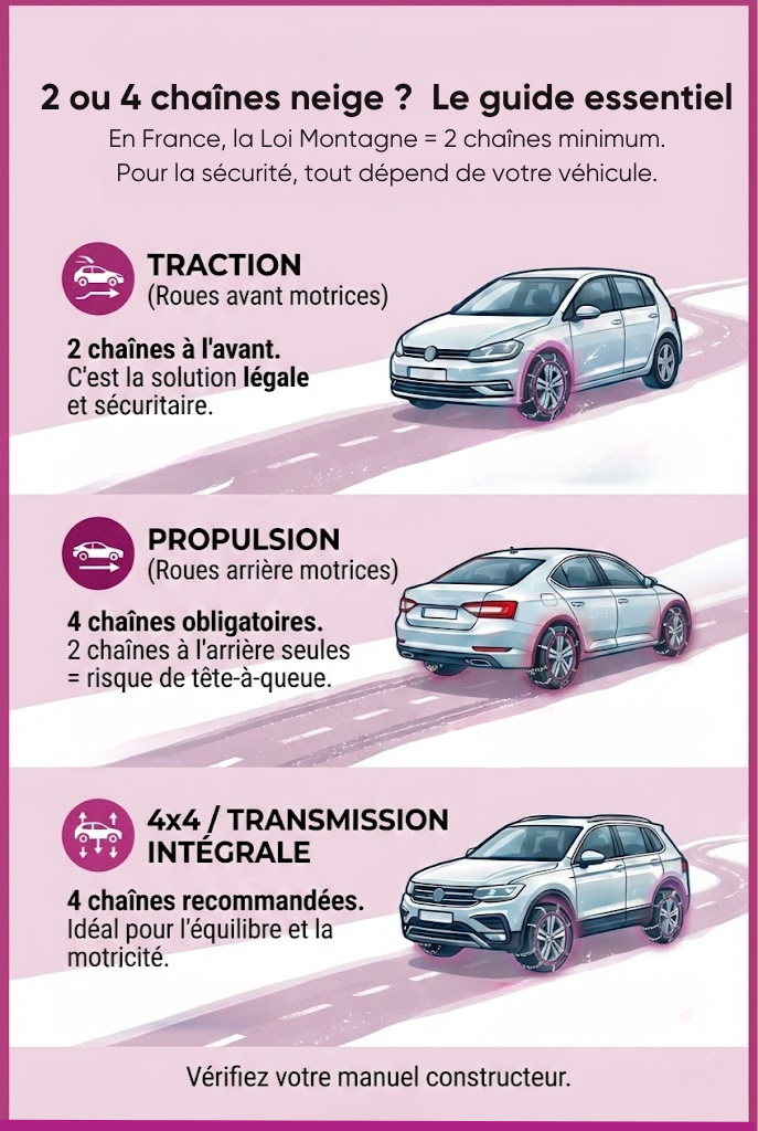 2 ou 4 cha&icirc;nes neige pour ses pneus ?
