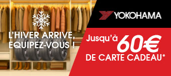 Yokohama - Jusqu'à 60€ offerts en carte cadeau